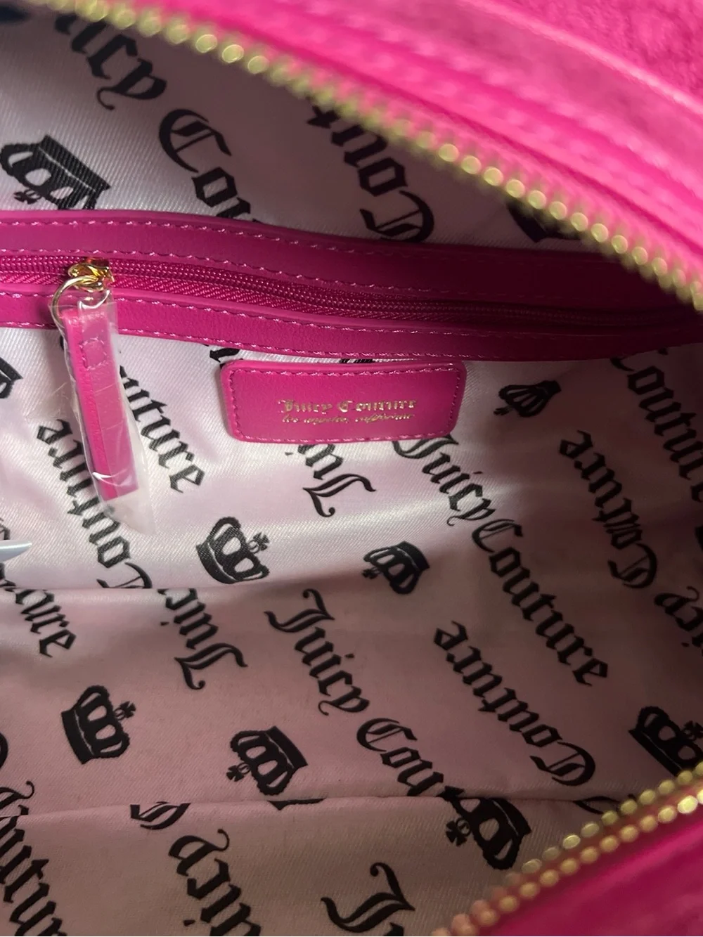 New Pink Juicy Couture Purse Juicy Angel Bowler Bag Handbag Terry Cloth Satchel
